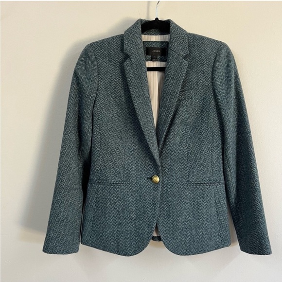 J.Crew Campbell wool blazer in blue herringbone size 4 JCREW - Picture 8 of 16